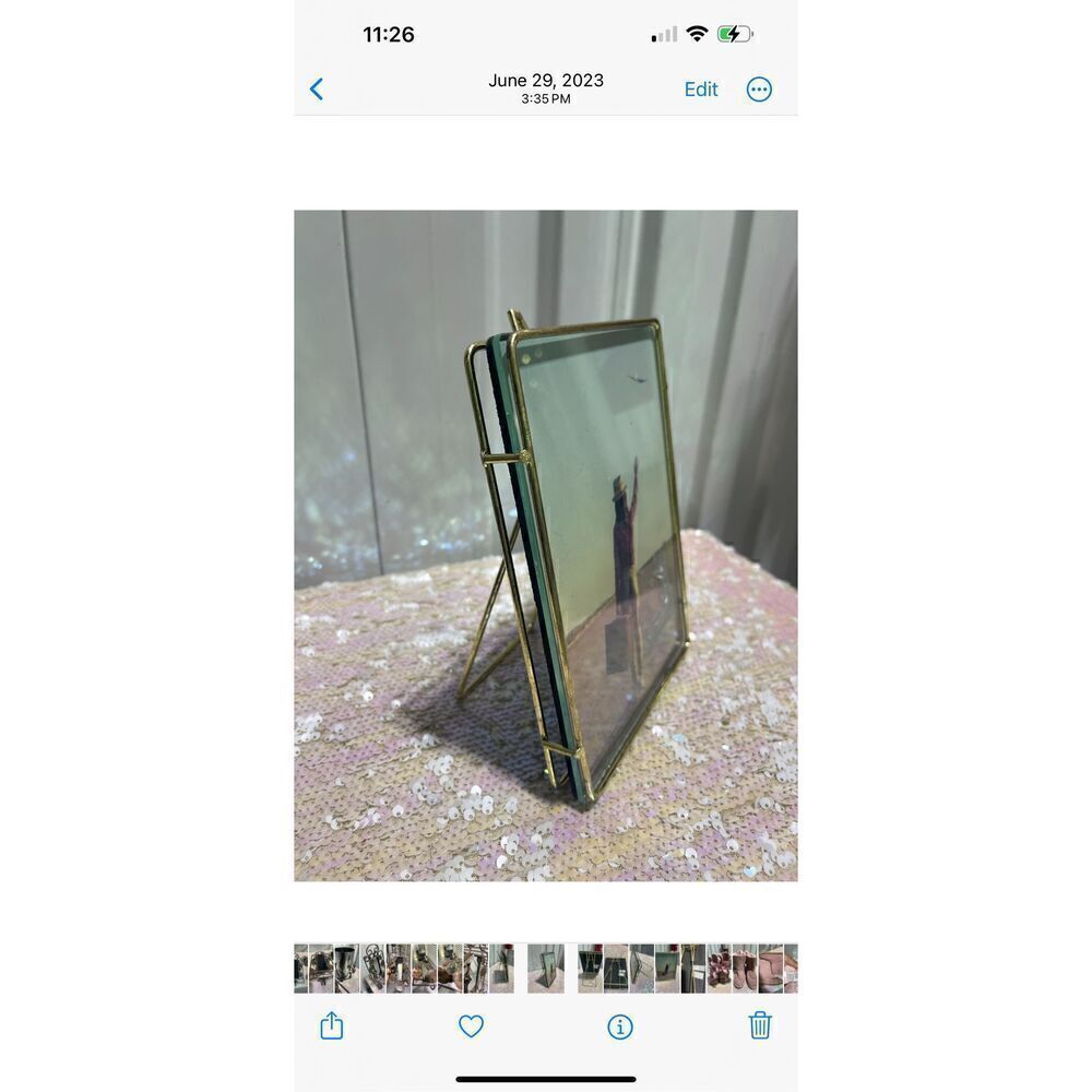 Mcm brewster home gold wire floating glass picture frame home decor minimilist